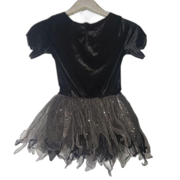 Skeleton Costume Dress Girls Medium 8-10 Black Silver Sparkle Tutu Halloween - Picture 2 of 5